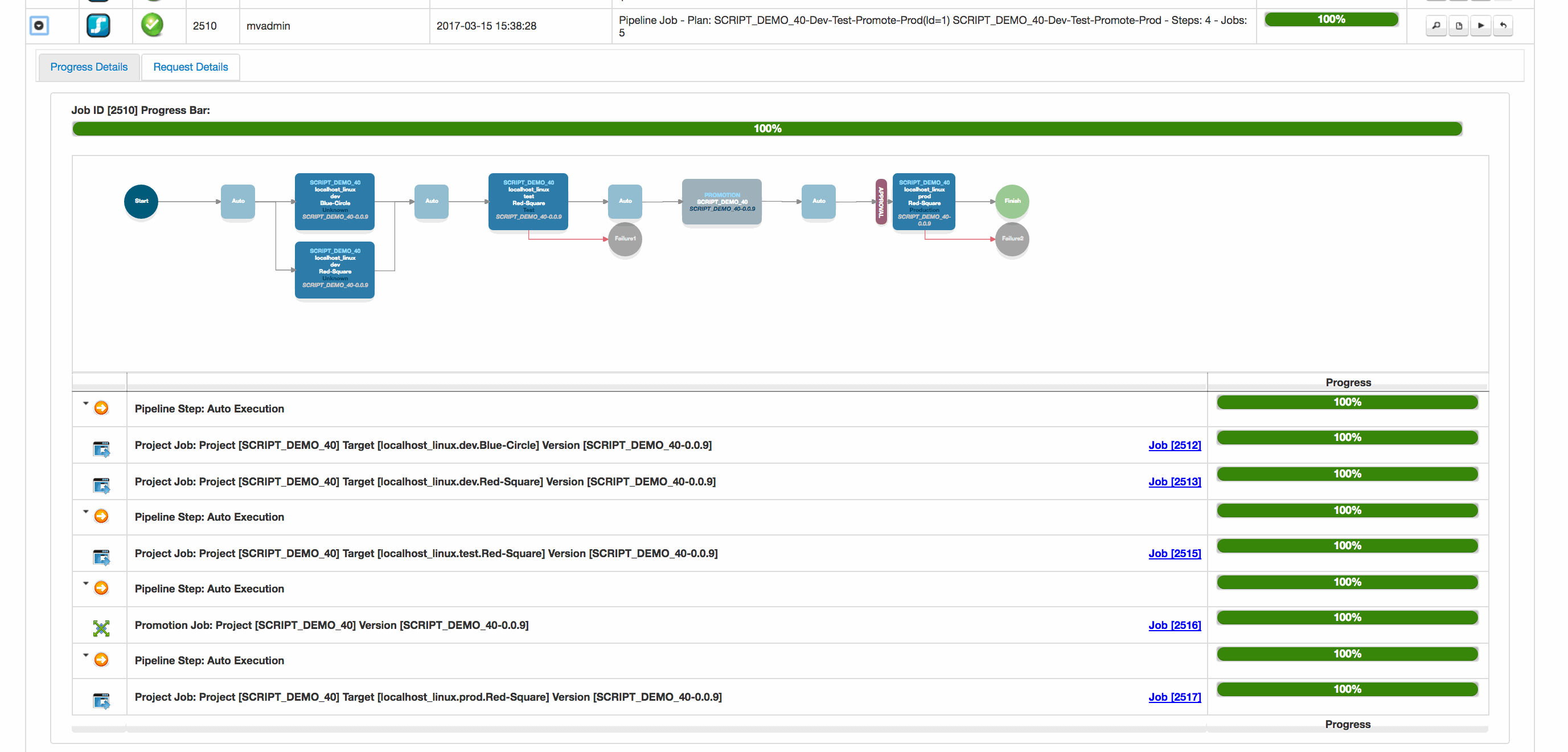 RapidDeploy pipeline job log